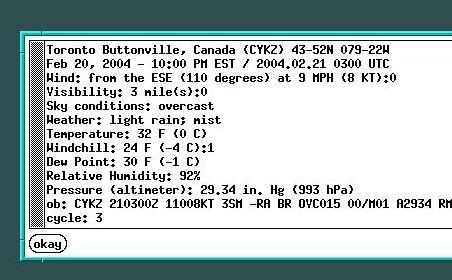 screenshot of wmWeather report